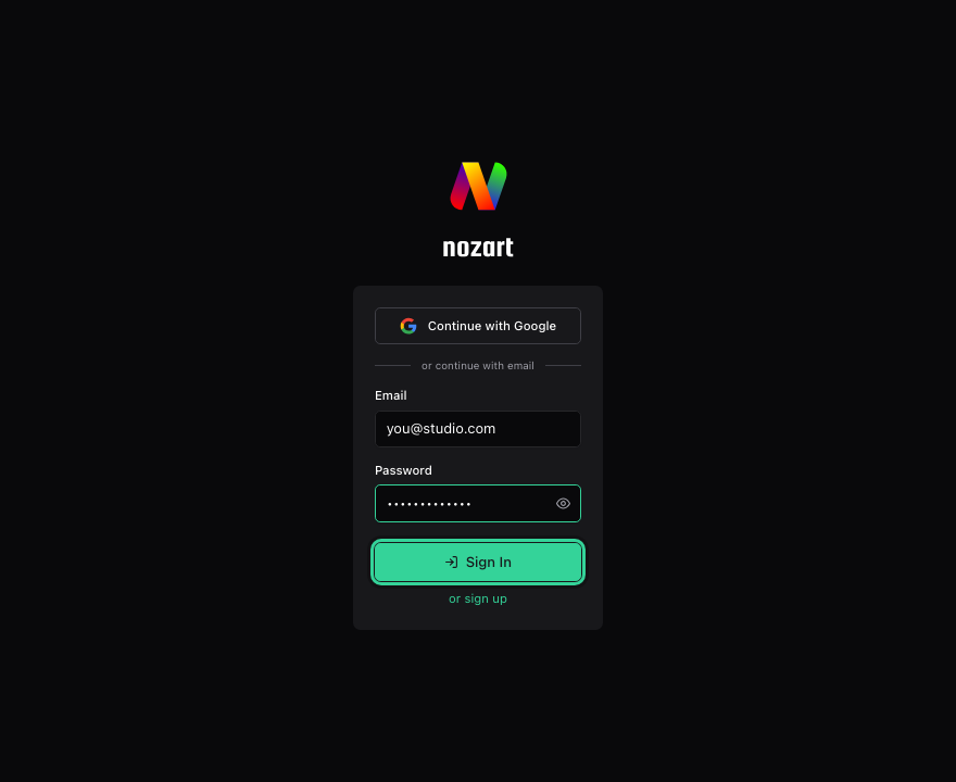 The sign-in page with Email and Password fields and the Sign In button highlighted
